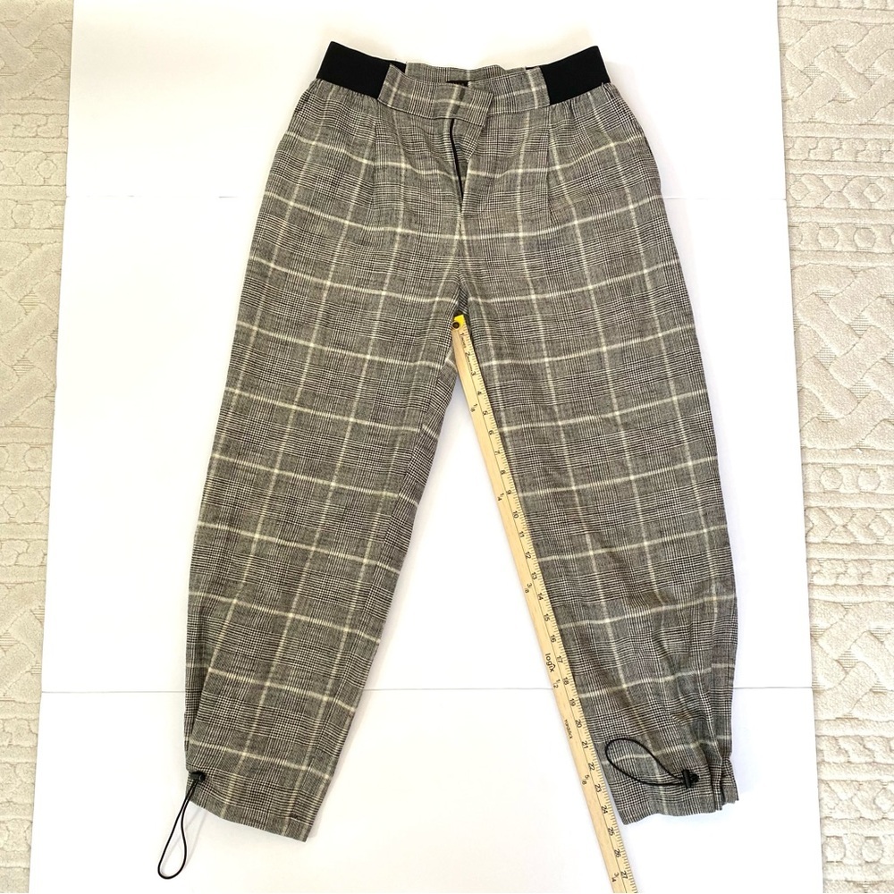 Alice + Olivia Women’s Gray Plaid Stretch Toggle Joggers, size 8, Pockets, EUC - Picture 2 of 8